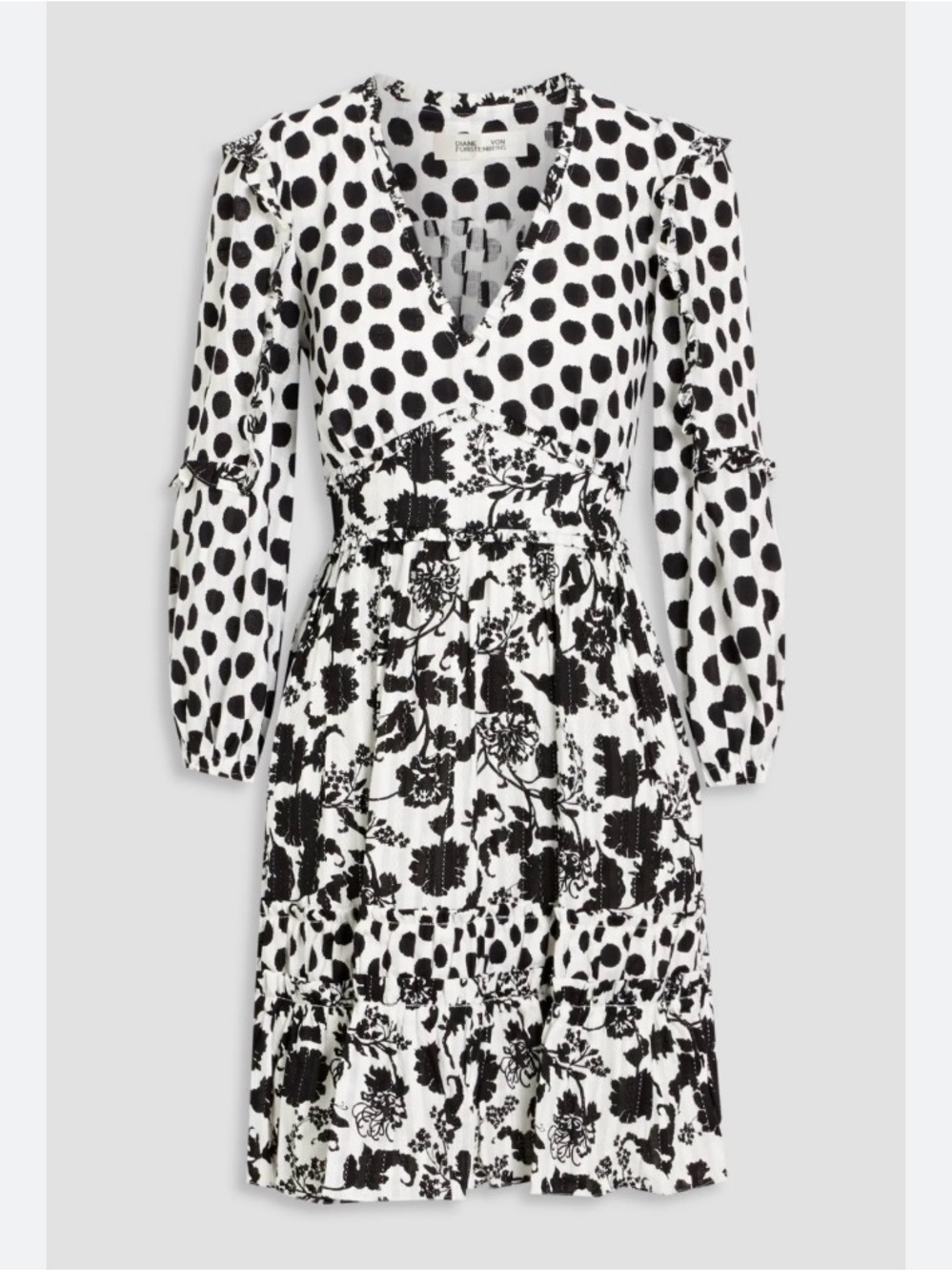 DIANE VON FURSTENBERG 
Kourtney Ruffle Long Sleeve Cotton Dobby Dress